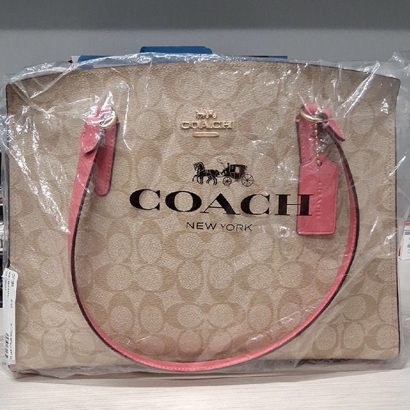 Coach Handbags - Coach Tan and Pink Monogram Tote